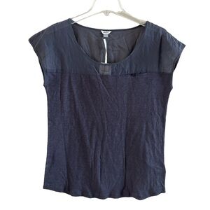 NWT Fossil Knit and Sheer Top Sabrina Charcoal Sleeveless Size Small